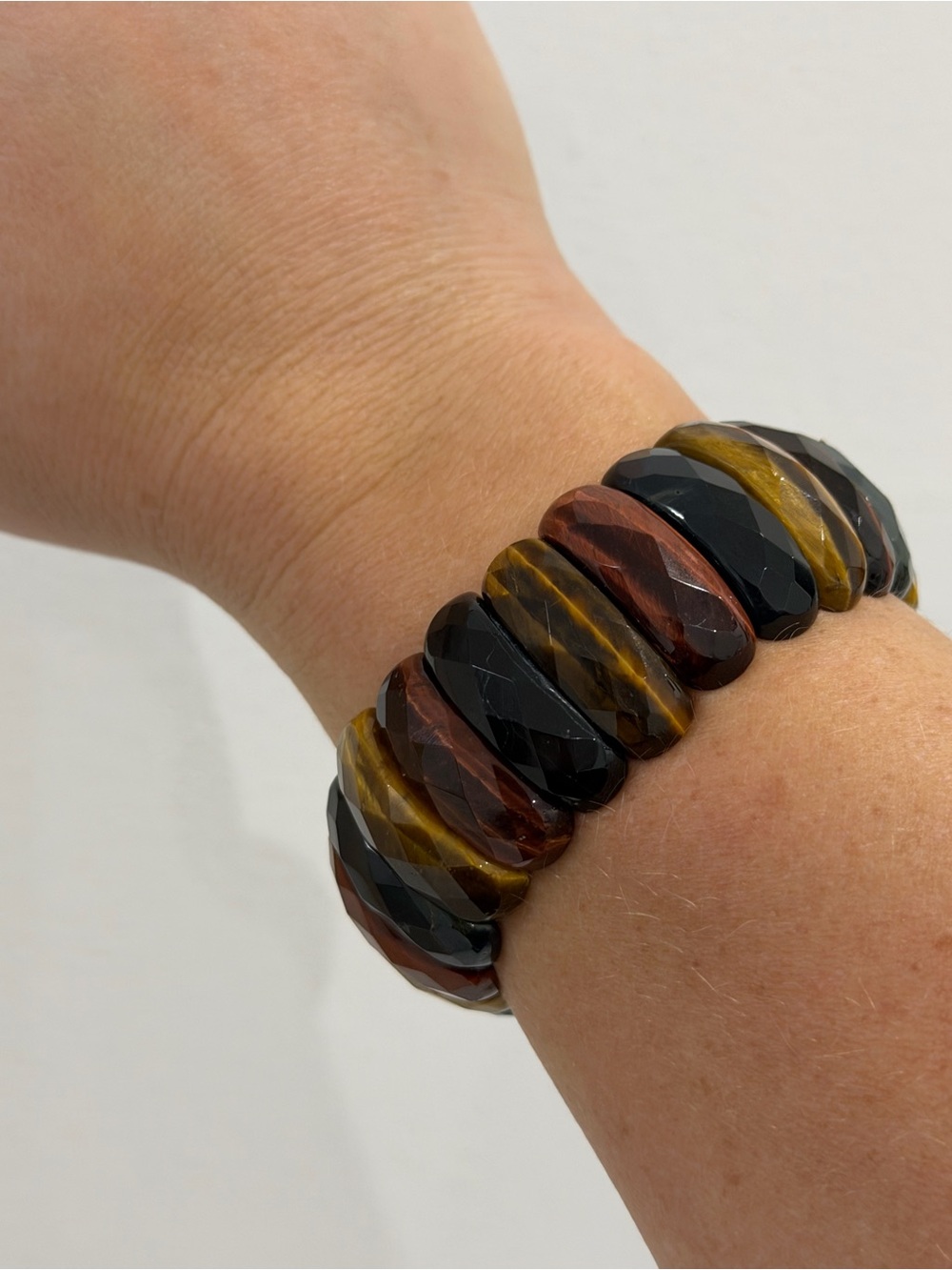 Vintage Faceted Bead Bracelet - Black, Brown & Gold